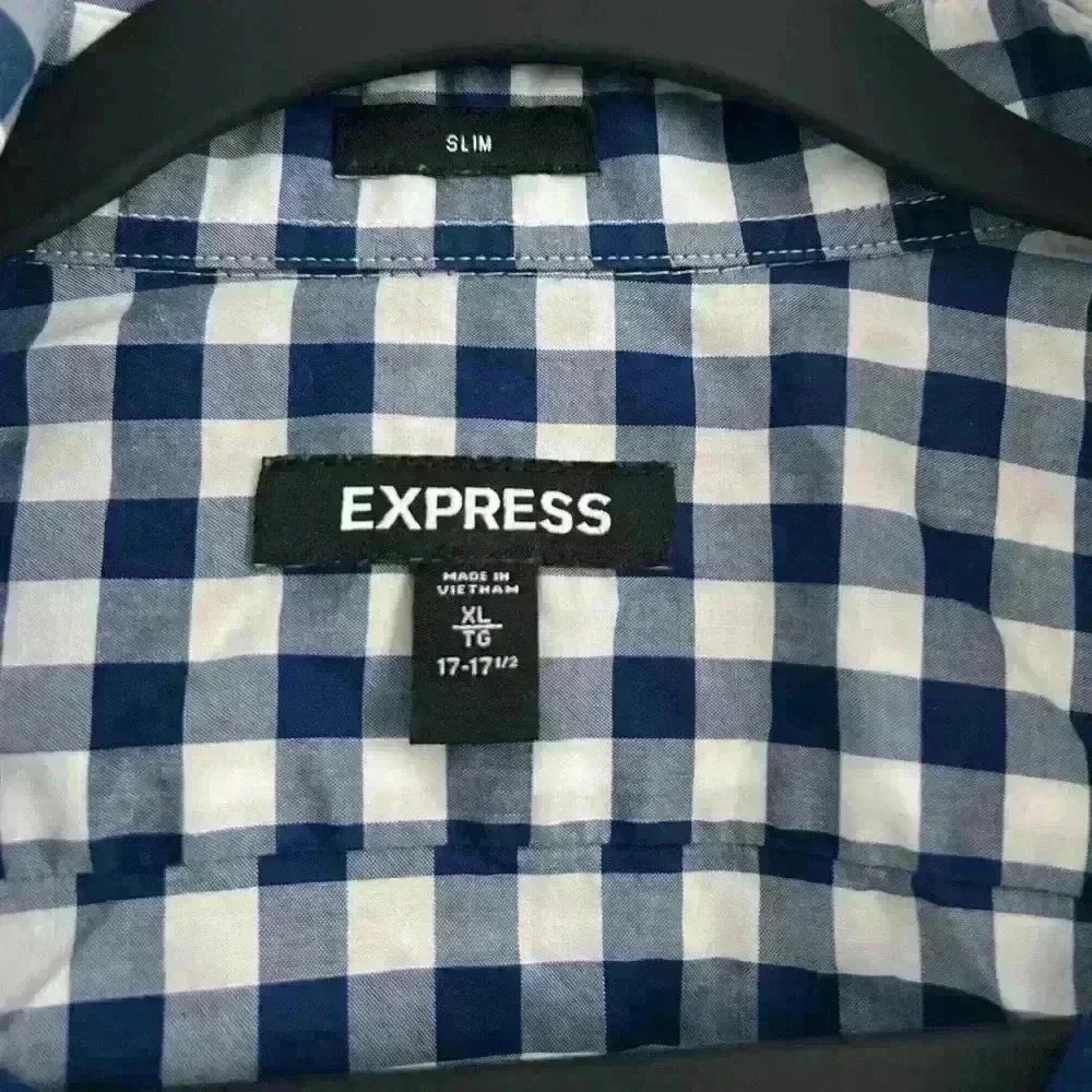 Express blue checkered dress shirt